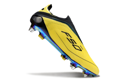 Men's Adidas F50 Elite Laceless SG Football Boots - Yellow/Black/Gold