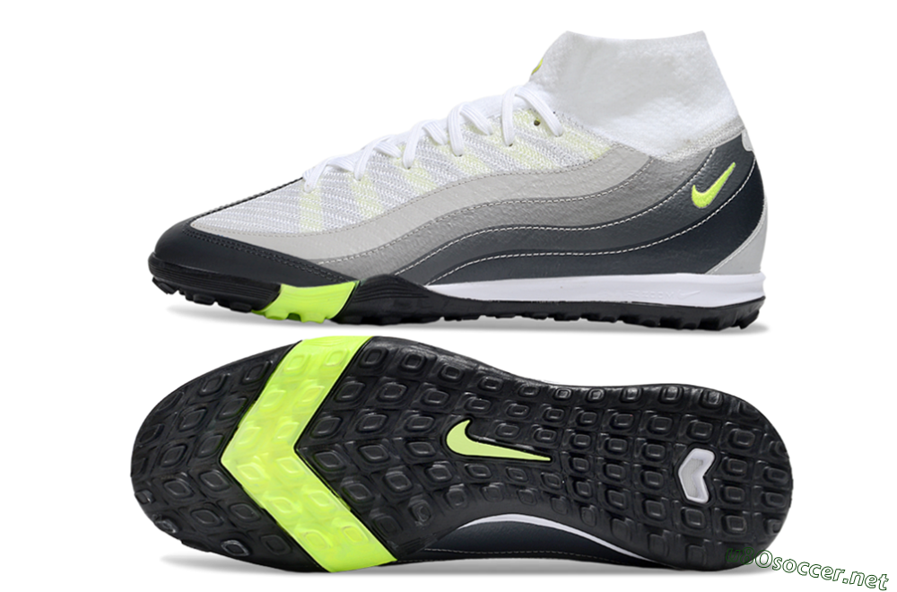 Unisex Nike Air Zoom Mercurial Superfly 10 Elite TF Football Shoes - White/Grey/Yellow 1