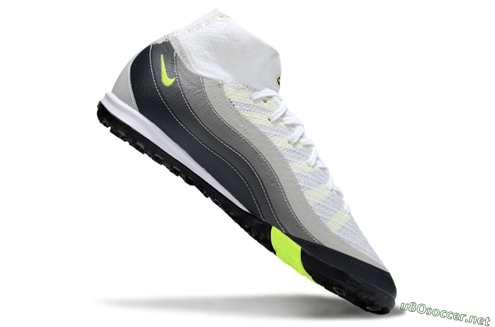 Unisex Nike Air Zoom Mercurial Superfly 10 Elite TF Football Shoes - White/Grey/Yellow 4