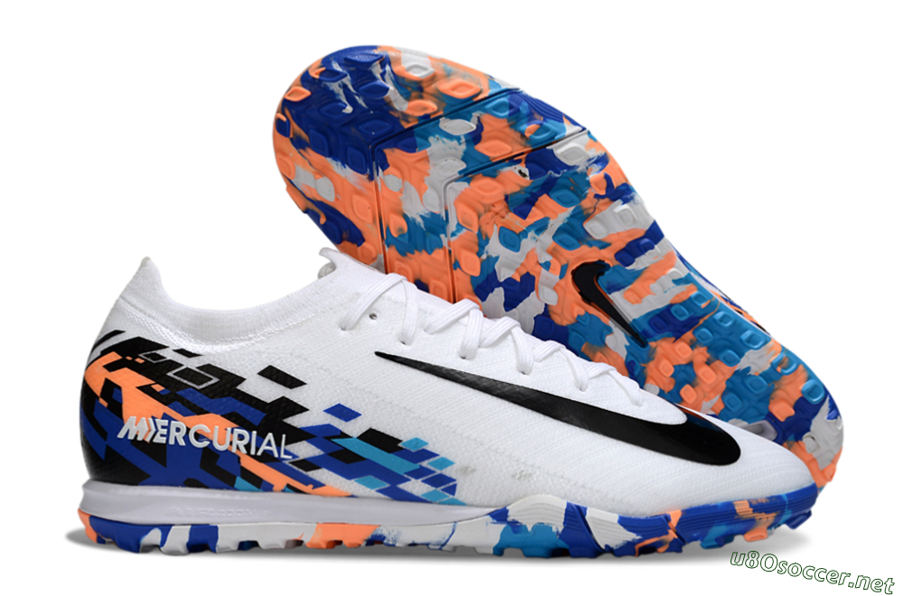 Unisex Nike Air Zoom Mercurial Vapor 16 Elite TF Football Shoes - White/Black/Orange 2