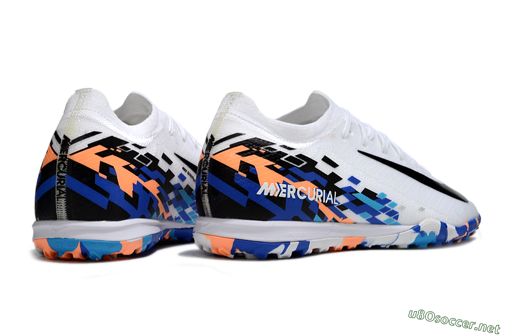 Unisex Nike Air Zoom Mercurial Vapor 16 Elite TF Football Shoes - White/Black/Orange 6