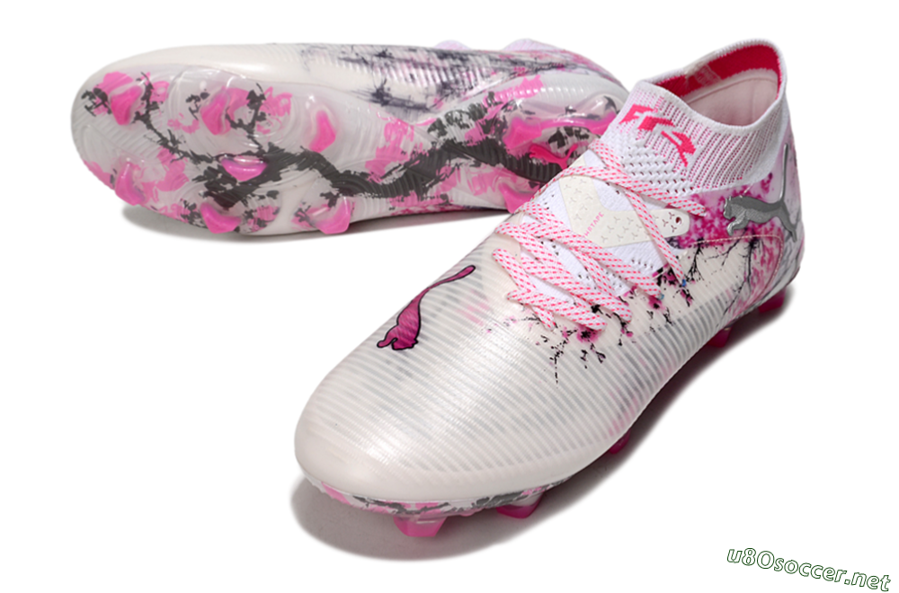 Unisex Puma Future 8 Ultimate FG Football Boots - White/Pink/Silver 3