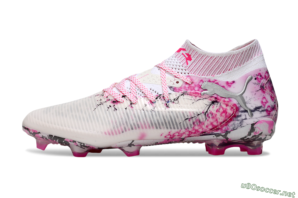 Unisex Puma Future 8 Ultimate FG Football Boots - White/Pink/Silver 0