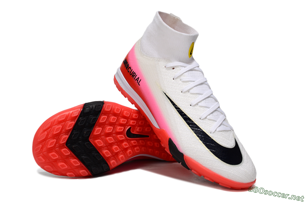 Unisex Nike Air Zoom Mercurial Superfly 10 Elite TF Football Shoes - White/Black/Red 4
