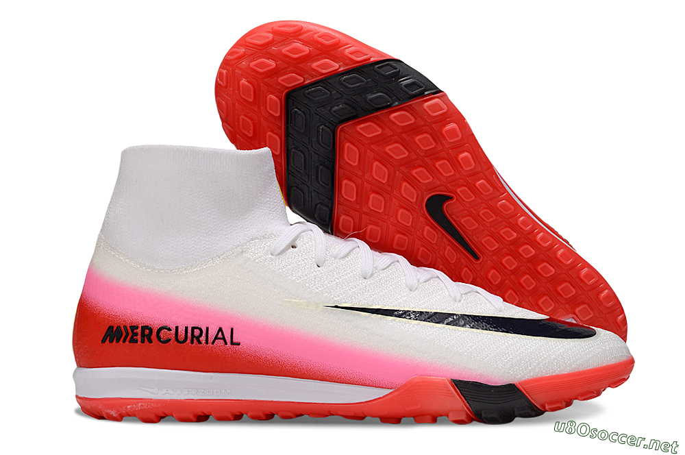 Unisex Nike Air Zoom Mercurial Superfly 10 Elite TF Football Shoes - White/Black/Red 2