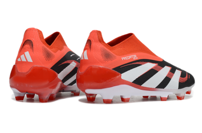 Unisex Adidas Predator 25 Elite Foldover Tongue Laceless FG Football Boots - Black/Red/White