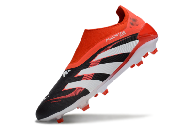 Unisex Adidas Predator 25 Elite Foldover Tongue Laceless FG Football Boots - Black/Red/White