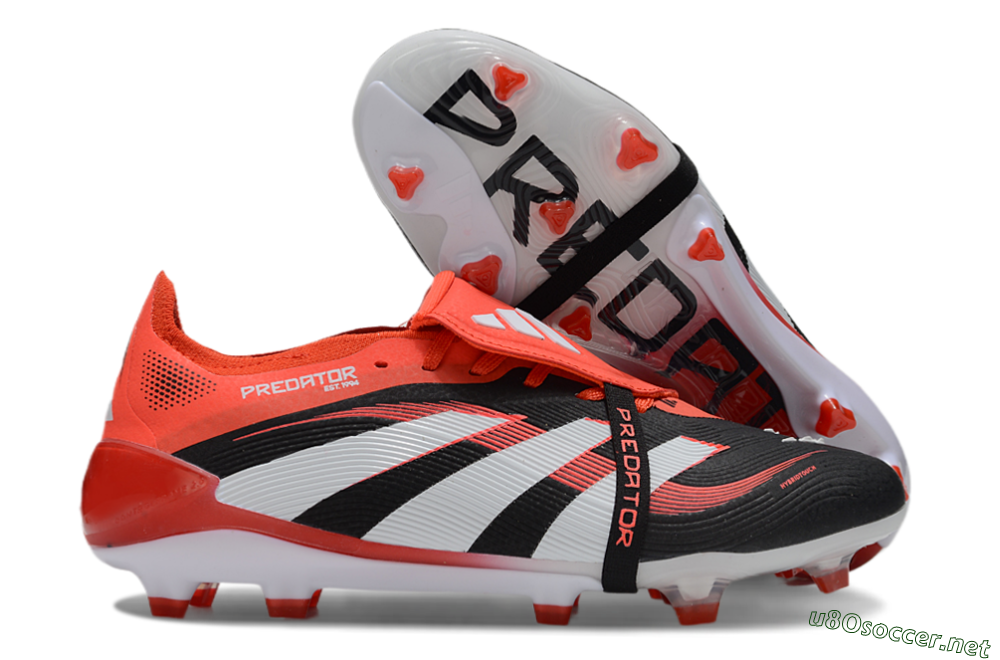 Unisex Adidas Predator 25 Elite Foldover Tongue FG Football Boots - Black/Red/White 2