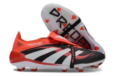 Unisex Adidas Predator 25 Elite Foldover Tongue FG Football Boots - Black/Red/White