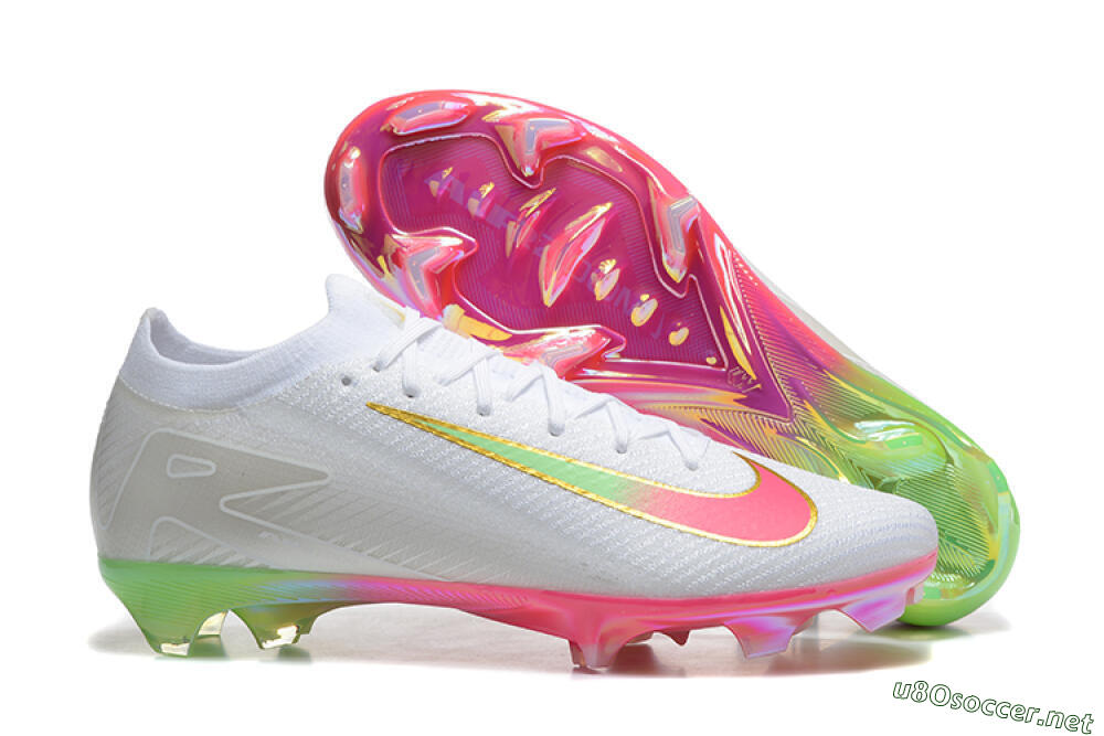 Unisex Nike Air Zoom Mercurial Vapor 16 Elite FG Football Boots - White/Pink/Yellow 2