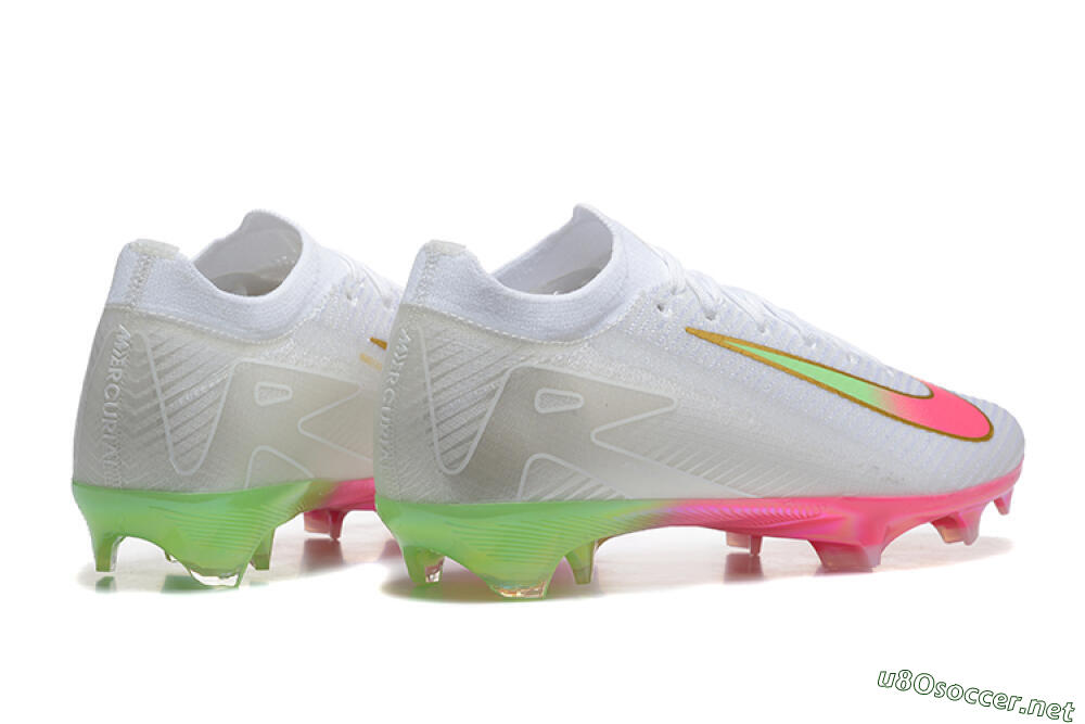 Unisex Nike Air Zoom Mercurial Vapor 16 Elite FG Football Boots - White/Pink/Yellow 9