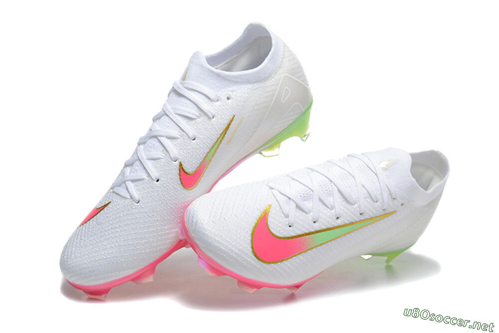 Unisex Nike Air Zoom Mercurial Vapor 16 Elite FG Football Boots - White/Pink/Yellow 6