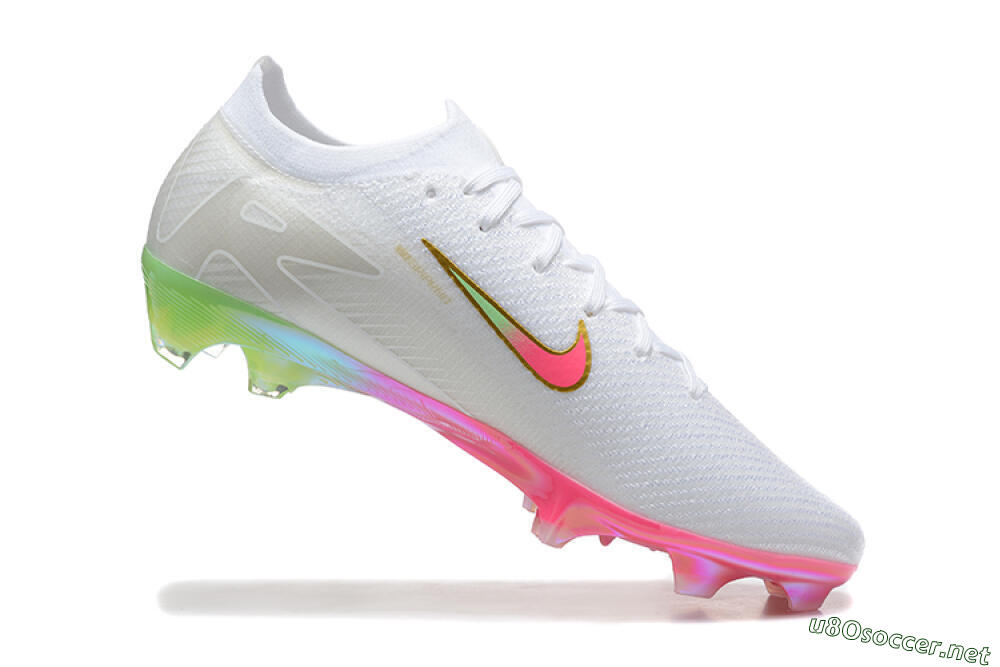 Unisex Nike Air Zoom Mercurial Vapor 16 Elite FG Football Boots - White/Pink/Yellow 7