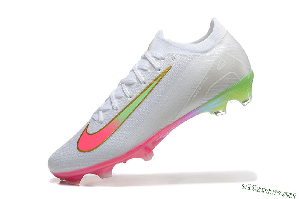 Unisex Nike Air Zoom Mercurial Vapor 16 Elite FG Football Boots - White/Pink/Yellow 8