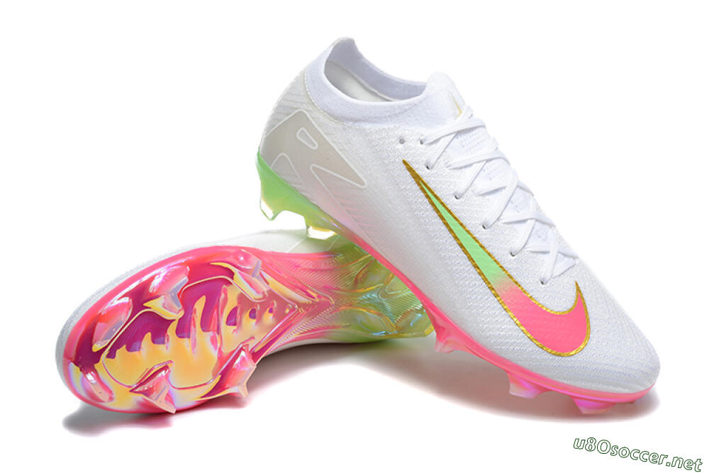 Unisex Nike Air Zoom Mercurial Vapor 16 Elite FG Football Boots - White/Pink/Yellow 4