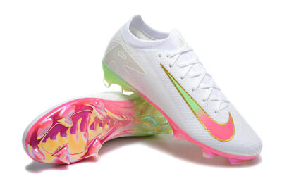 Unisex Nike Air Zoom Mercurial Vapor 16 Elite FG Football Boots - White/Pink/Yellow