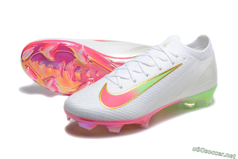 Unisex Nike Air Zoom Mercurial Vapor 16 Elite FG Football Boots - White/Pink/Yellow 3