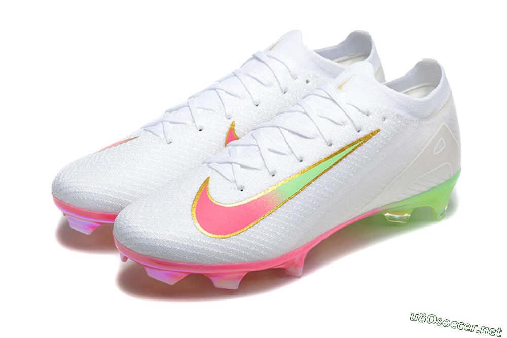 Unisex Nike Air Zoom Mercurial Vapor 16 Elite FG Football Boots - White/Pink/Yellow 5