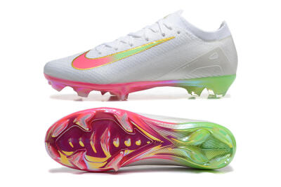 Unisex Nike Air Zoom Mercurial Vapor 16 Elite FG Football Boots - White/Pink/Yellow