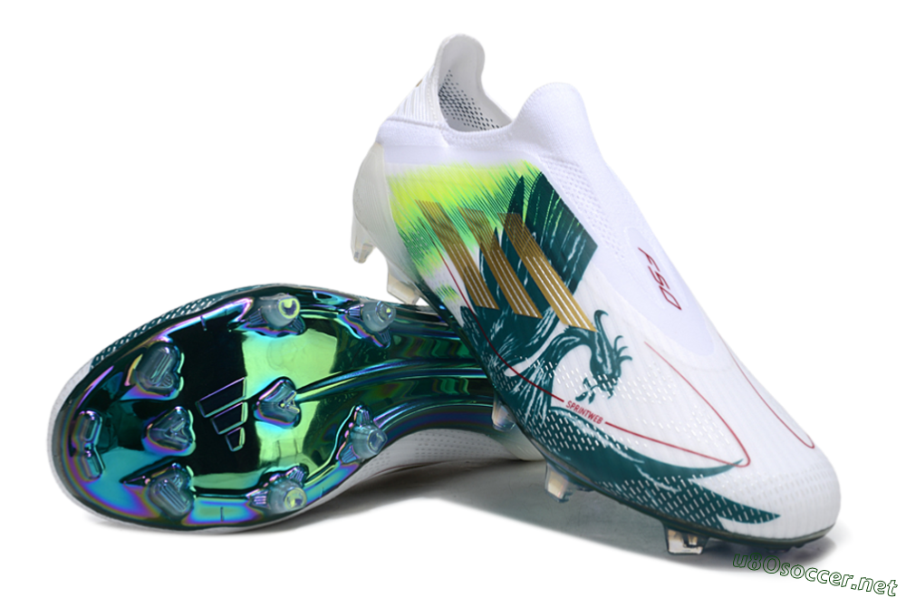 Men's Adidas F50 Elite Laceless FG Football Boots - White/Green/Yellow 3