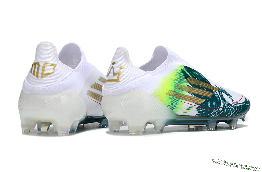 Men's Adidas F50 Elite Laceless FG Football Boots - White/Green/Yellow 6