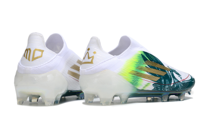 Men's Adidas F50 Elite Laceless FG Football Boots - White/Green/Yellow