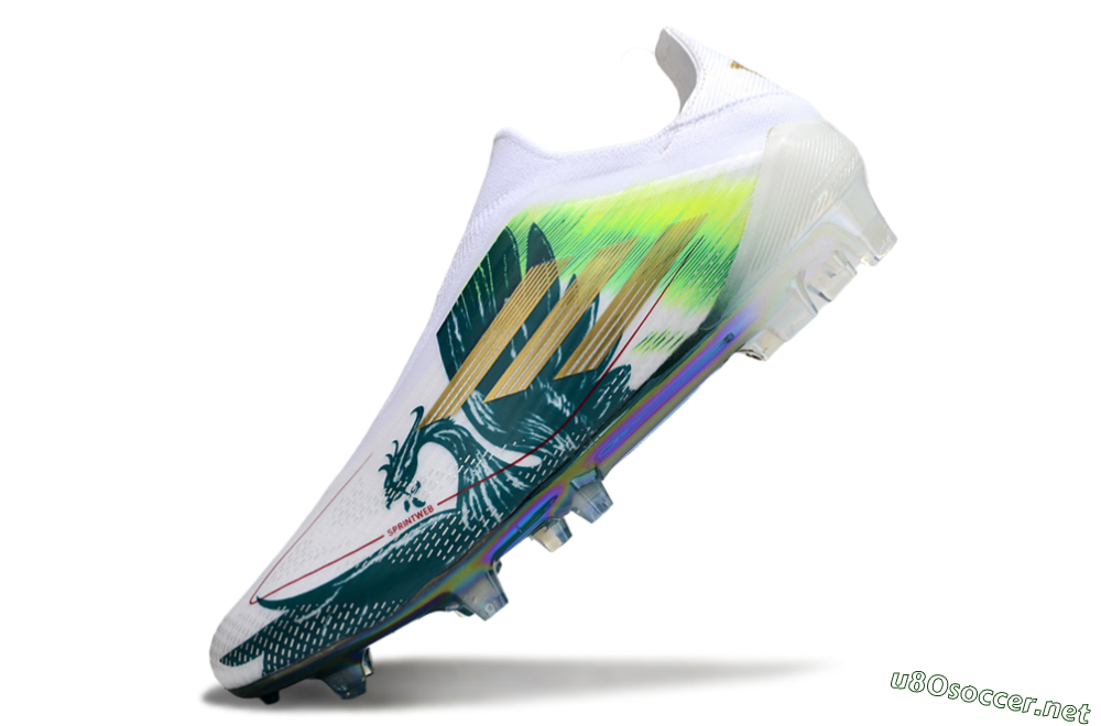 Men's Adidas F50 Elite Laceless FG Football Boots - White/Green/Yellow 5