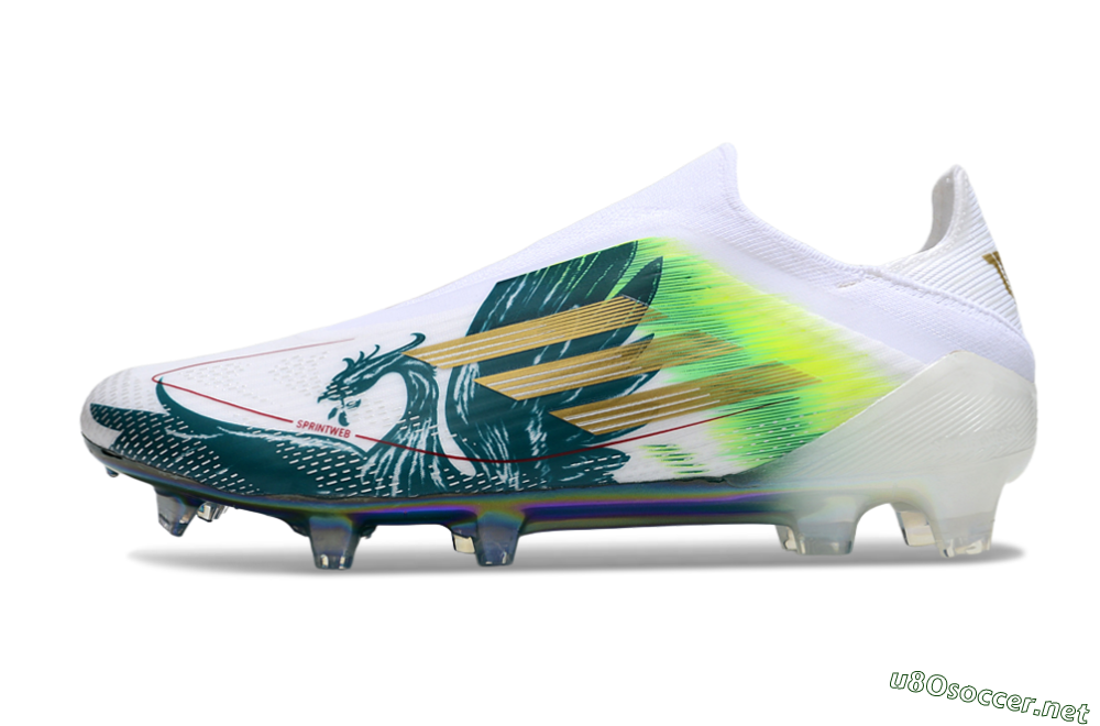 Men's Adidas F50 Elite Laceless FG Football Boots - White/Green/Yellow 0