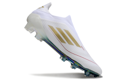Men's Adidas F50 Elite Laceless FG Football Boots - White/Green/Yellow