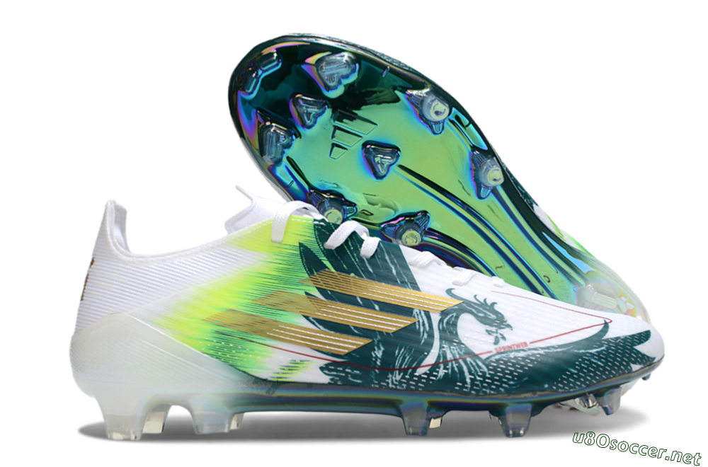Men's Adidas F50 Elite FG Football Boots - White/Green/Yellow 2