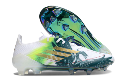 Men's Adidas F50 Elite FG Football Boots - White/Green/Yellow