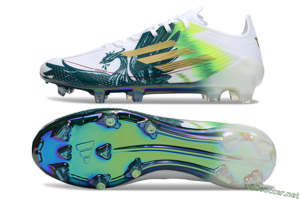 Men's Adidas F50 Elite FG Football Boots - White/Green/Yellow 1