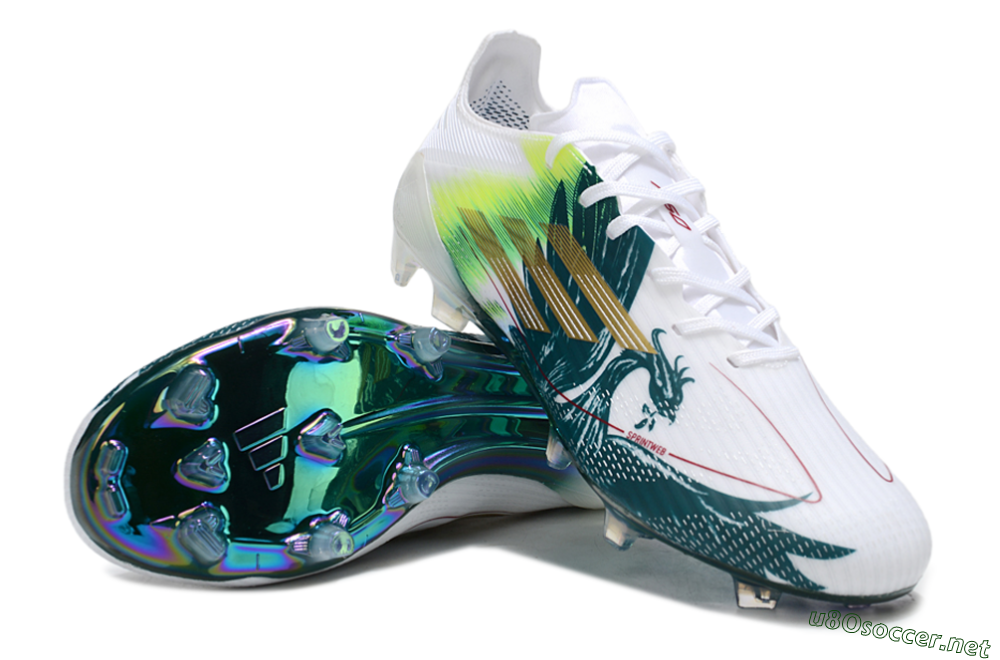 Men's Adidas F50 Elite FG Football Boots - White/Green/Yellow 3