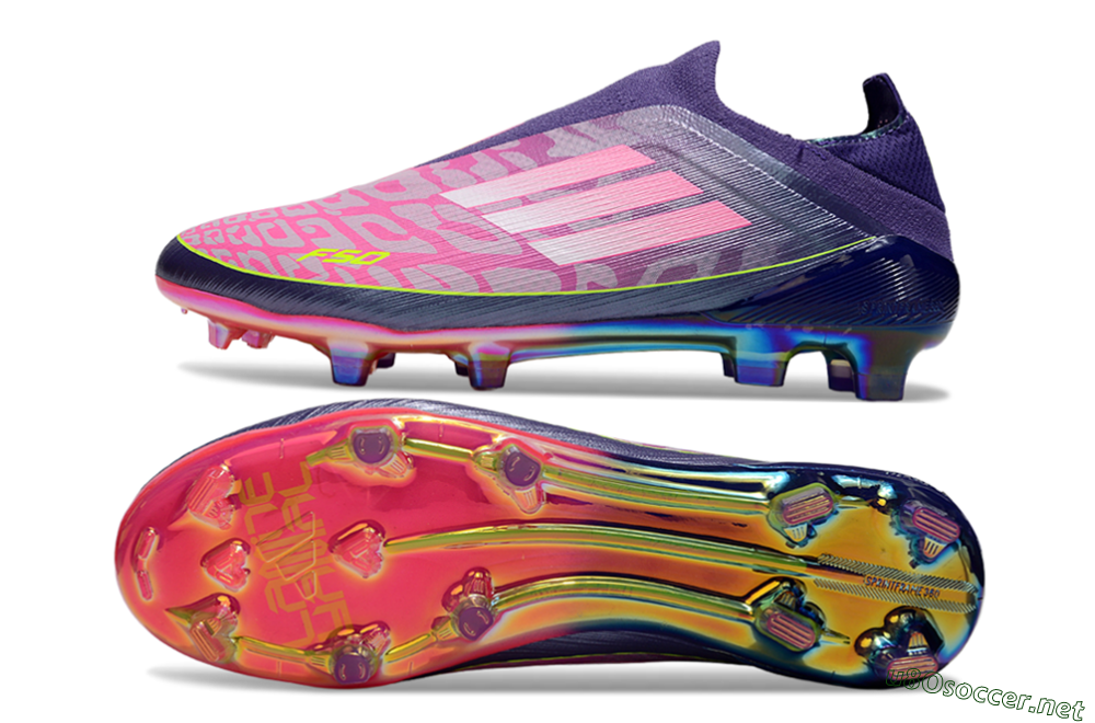 Men's Adidas F50 Elite Laceless FG Football Boots - Pink/Purple/Yellow 1