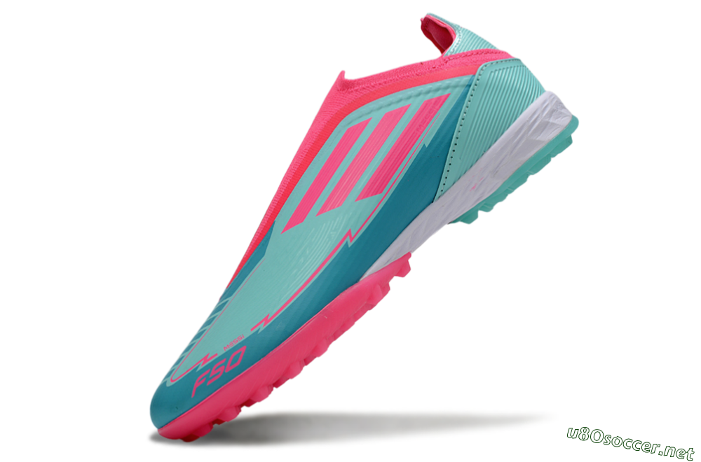 Unisex Adidas F50 Elite Laceless TF Football Shoes - Jade/Pink/White 6