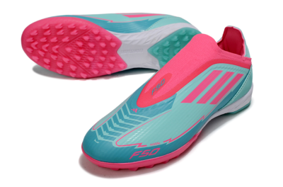 Unisex Adidas F50 Elite Laceless TF Football Shoes - Jade/Pink/White