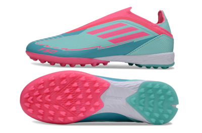 Unisex Adidas F50 Elite Laceless TF Football Shoes - Jade/Pink/White