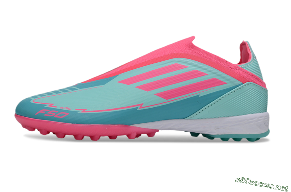 Unisex Adidas F50 Elite Laceless TF Football Shoes - Jade/Pink/White 0