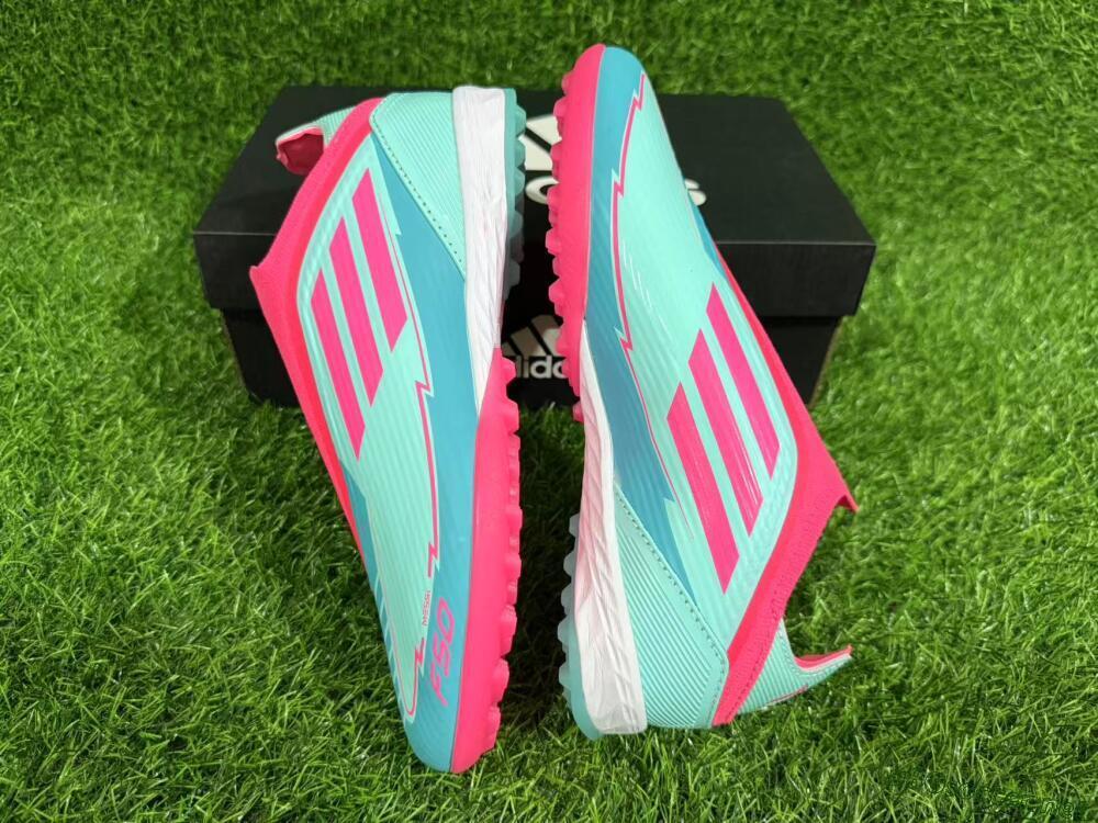 Unisex Adidas F50 Elite Laceless TF Football Shoes - Jade/Pink/White