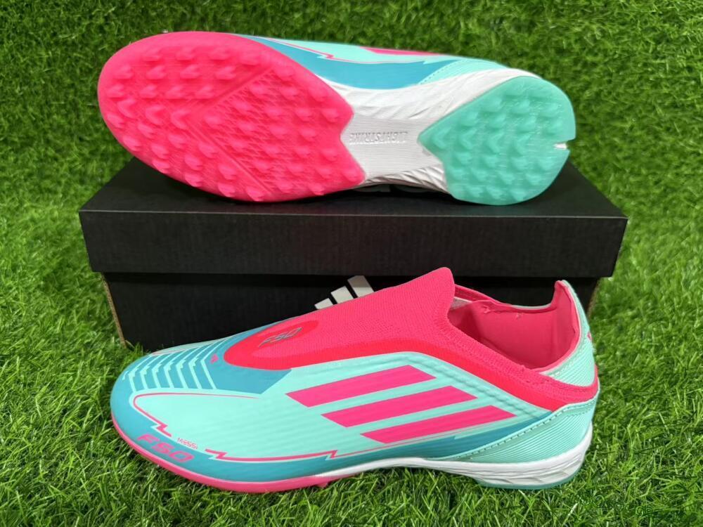 Unisex Adidas F50 Elite Laceless TF Football Shoes - Jade/Pink/White
