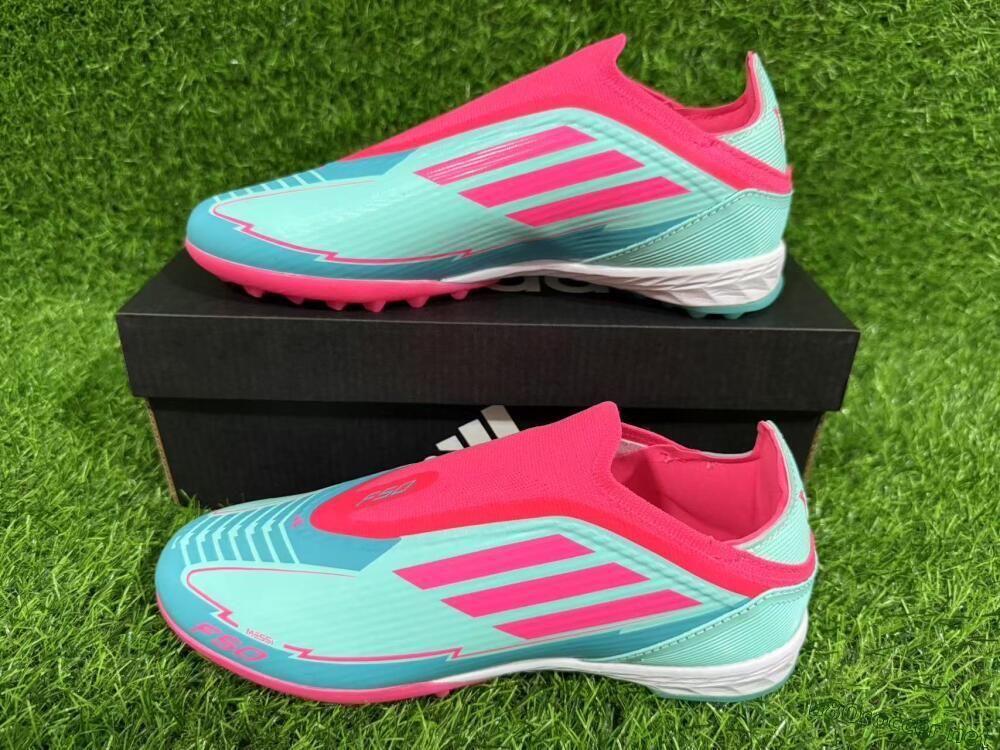 Unisex Adidas F50 Elite Laceless TF Football Shoes - Jade/Pink/White