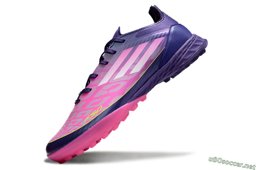 Men's Adidas F50 Pro TF Football Shoes - Pink/Purple/Yellow 5