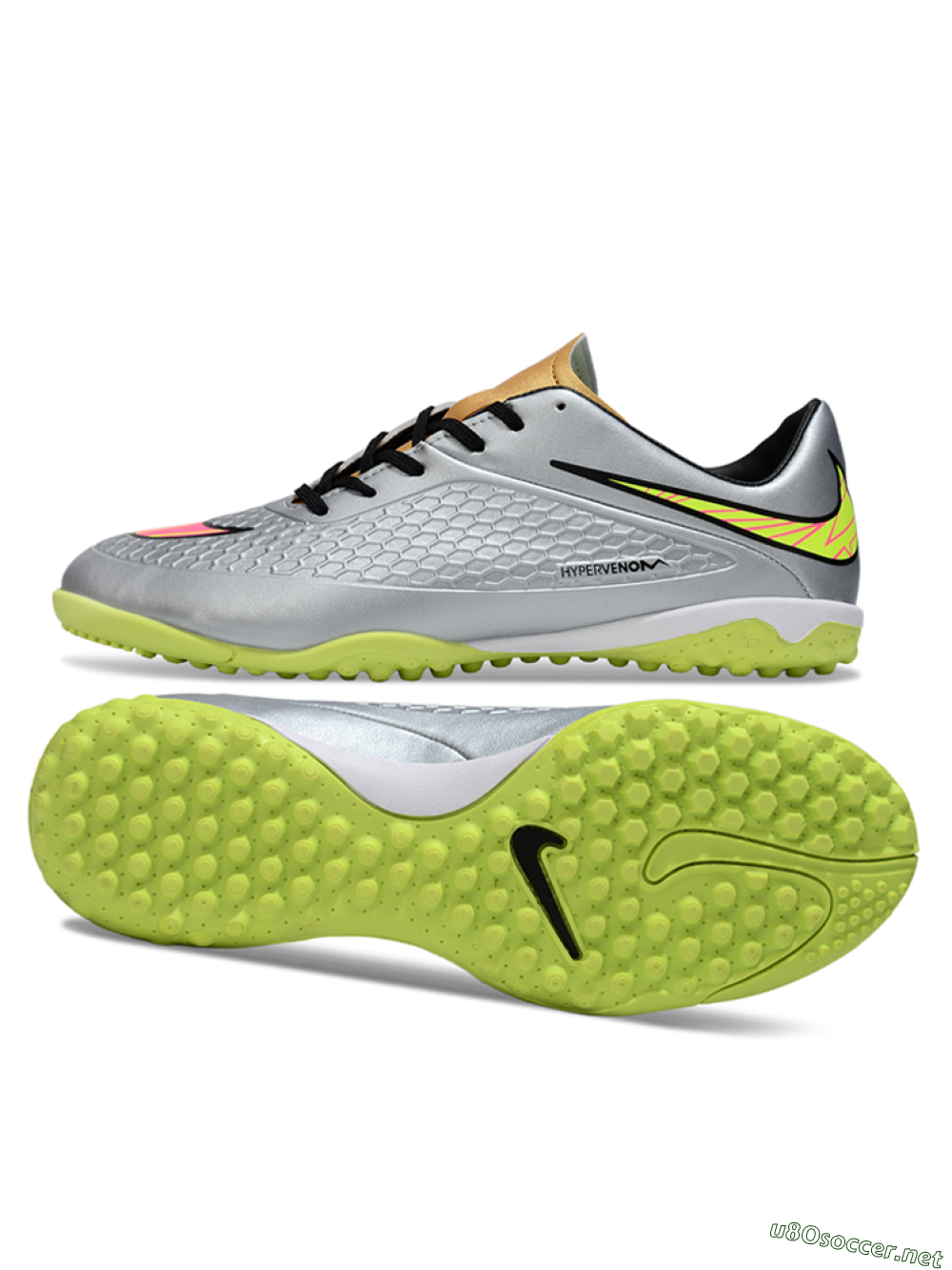 Men's Nike Hypervenom Phantom RGN SE TF Football Shoes - Silver/Yellow/Pink 1
