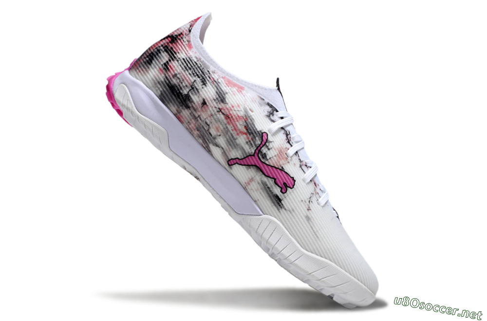 Men's Puma Ultra 5 Ultimate TF Football Shoes - White/Black/Pink 4