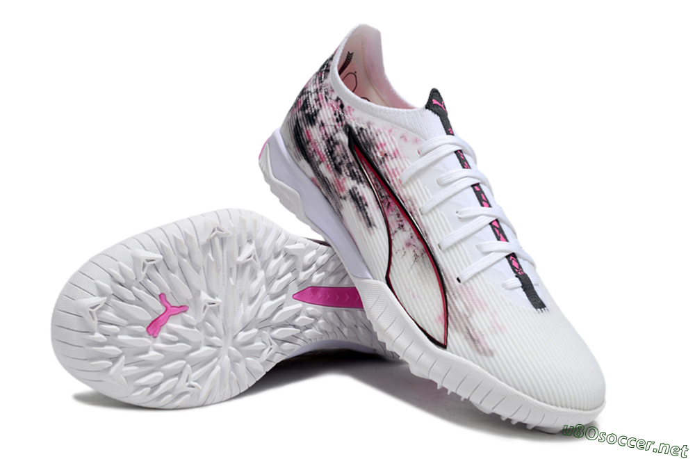 Men's Puma Ultra 5 Ultimate TF Football Shoes - White/Black/Pink 3