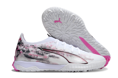 Men's Puma Ultra 5 Ultimate TF Football Shoes - White/Black/Pink