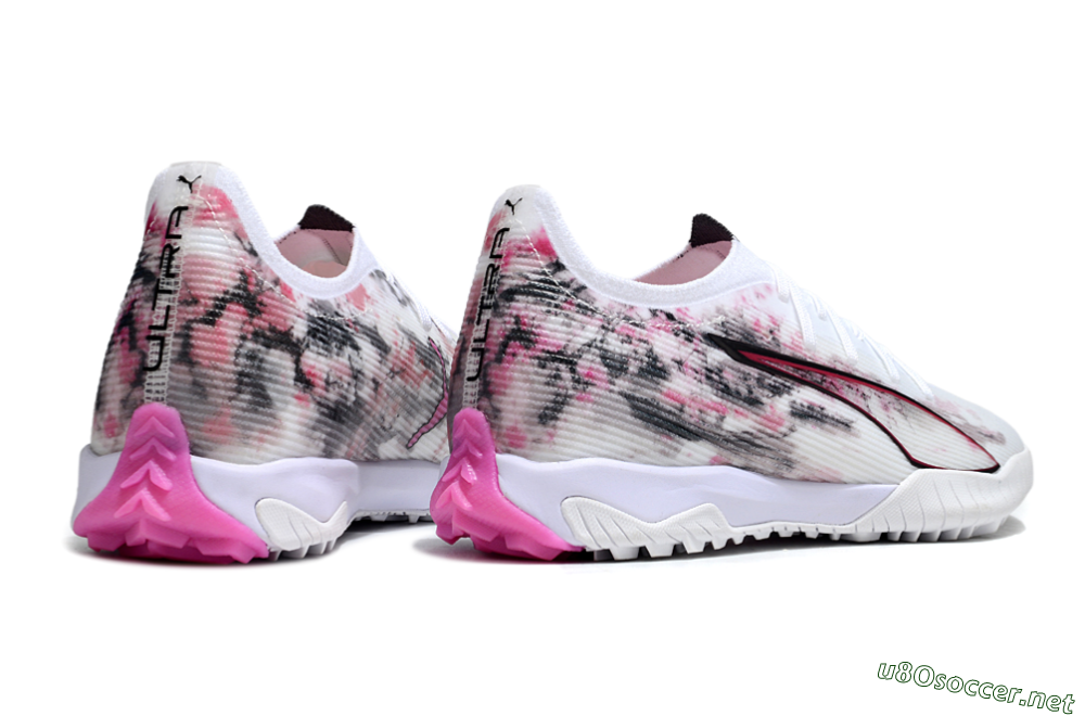 Men's Puma Ultra 5 Ultimate TF Football Shoes - White/Black/Pink 6