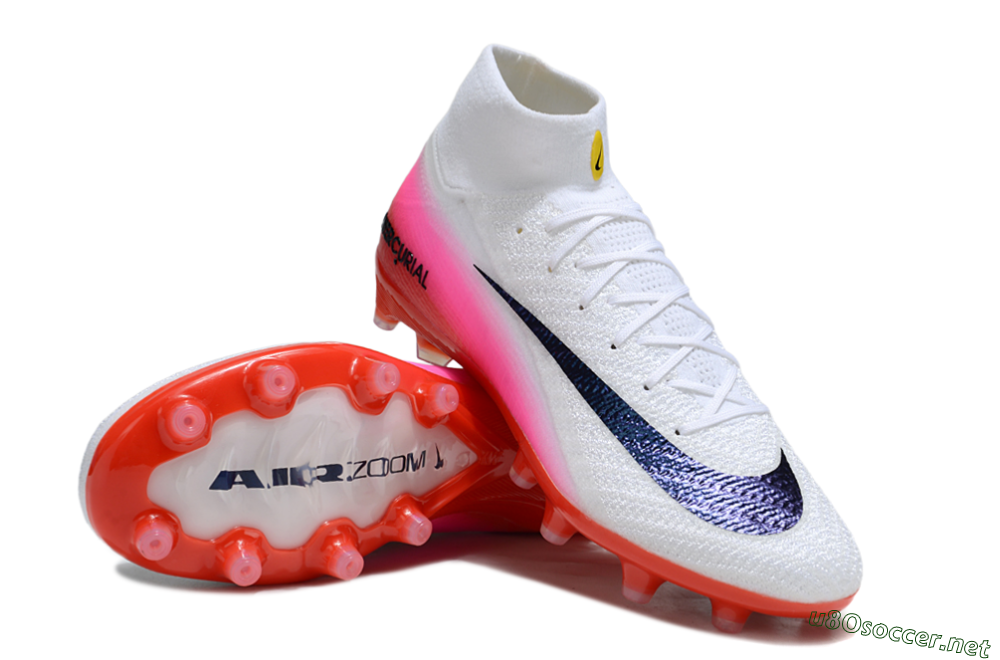 Unisex Nike Air Zoom Mercurial Superfly 10 Elite AG Football Boots - White/Black/Pink 4