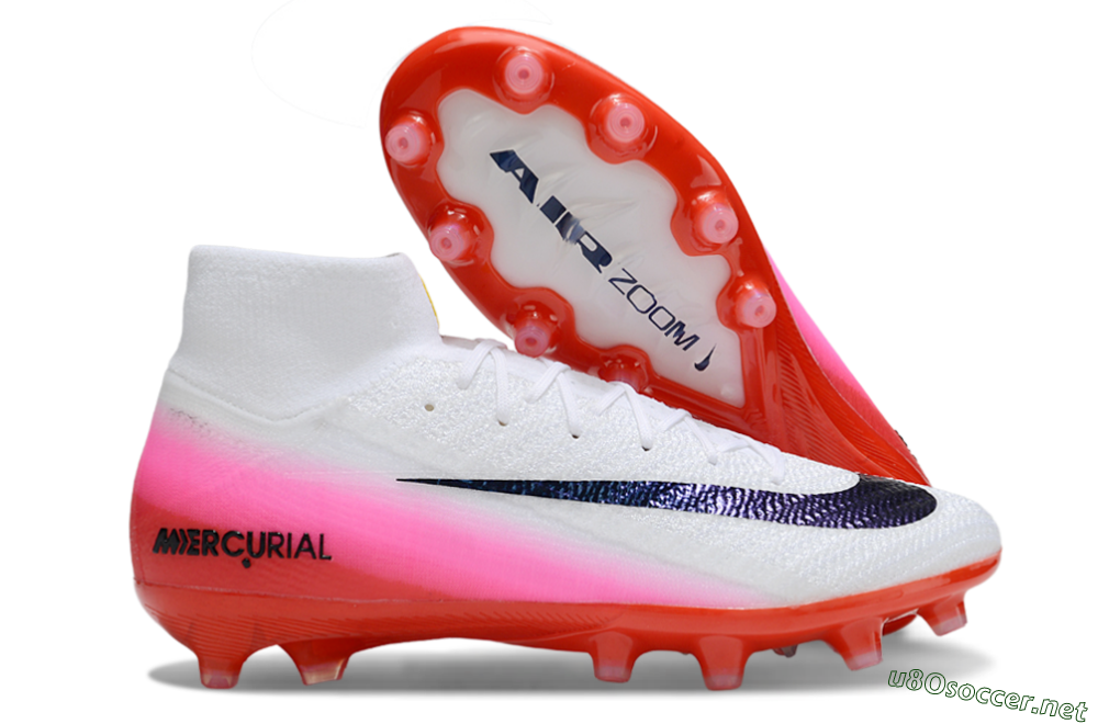 Unisex Nike Air Zoom Mercurial Superfly 10 Elite AG Football Boots - White/Black/Pink 2