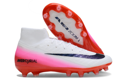 Unisex Nike Air Zoom Mercurial Superfly 10 Elite AG Football Boots - White/Black/Pink